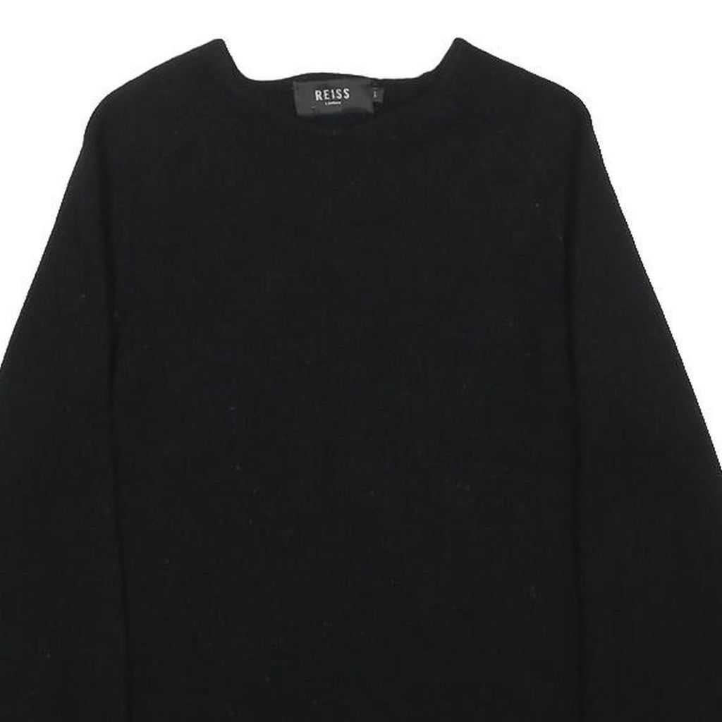 REISS Boys Black Plain Crew Neck Basic Knit Wool Jumper L Casual Knitwear