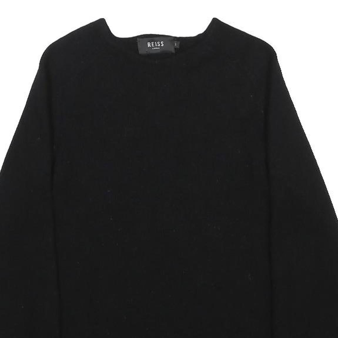 REISS Boys Black Plain Crew Neck Basic Knit Wool Jumper L Casual Knitwear