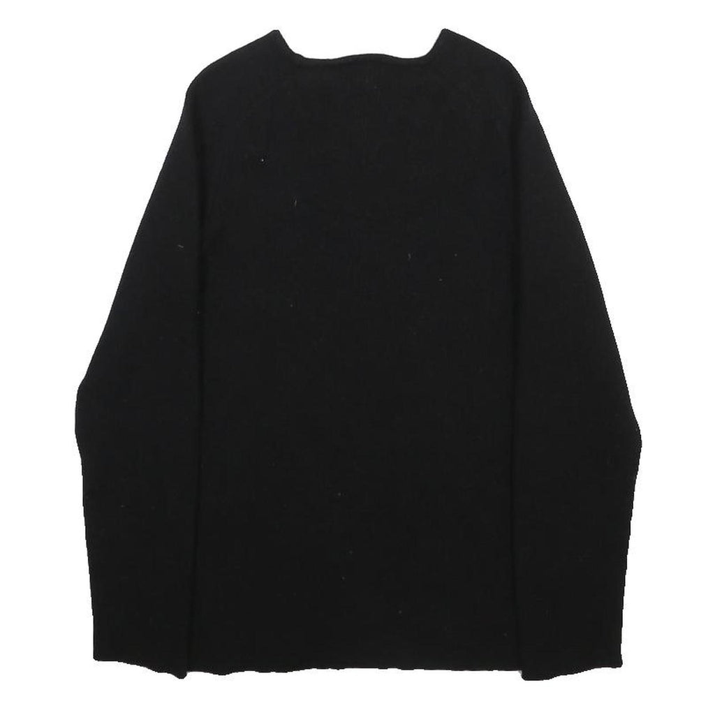 REISS Boys Black Plain Crew Neck Basic Knit Wool Jumper L Casual Knitwear