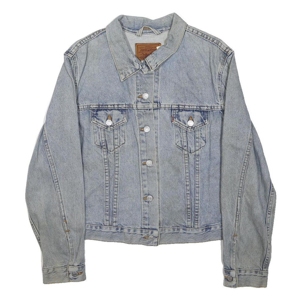 LEVI'S Womens Blue Denim Classic Jacket L Button Plain Vintage Style