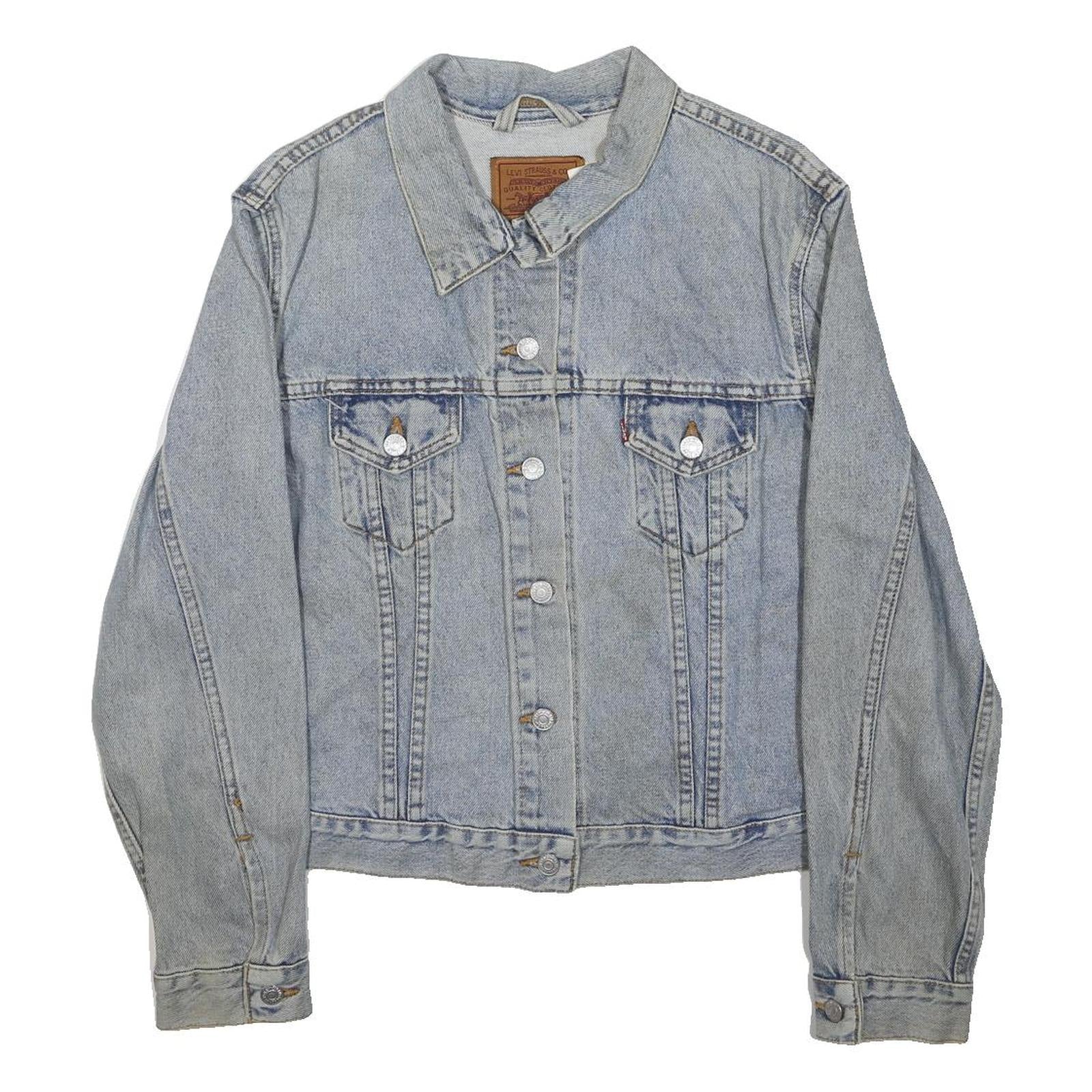 LEVI'S Womens Blue Denim Classic Jacket L Button Plain Vintage Style