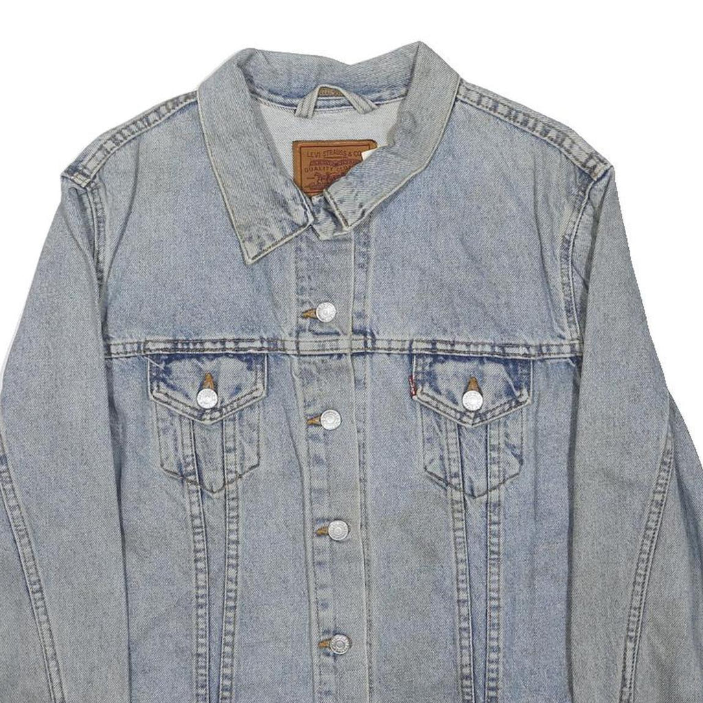 LEVI'S Womens Blue Denim Classic Jacket L Button Plain Vintage Style