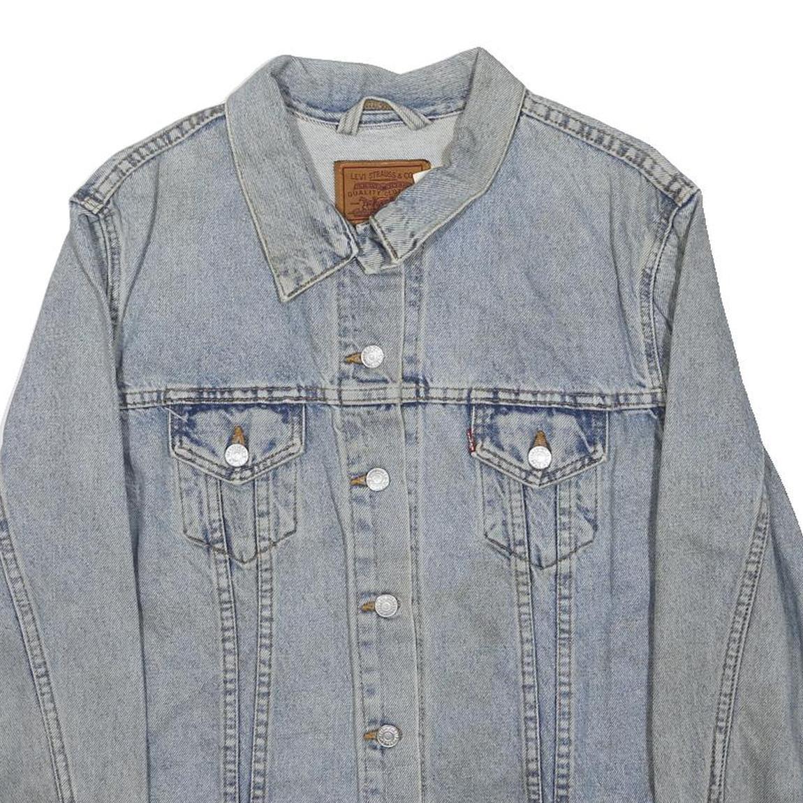 LEVI'S Womens Blue Denim Classic Jacket L Button Plain Vintage Style