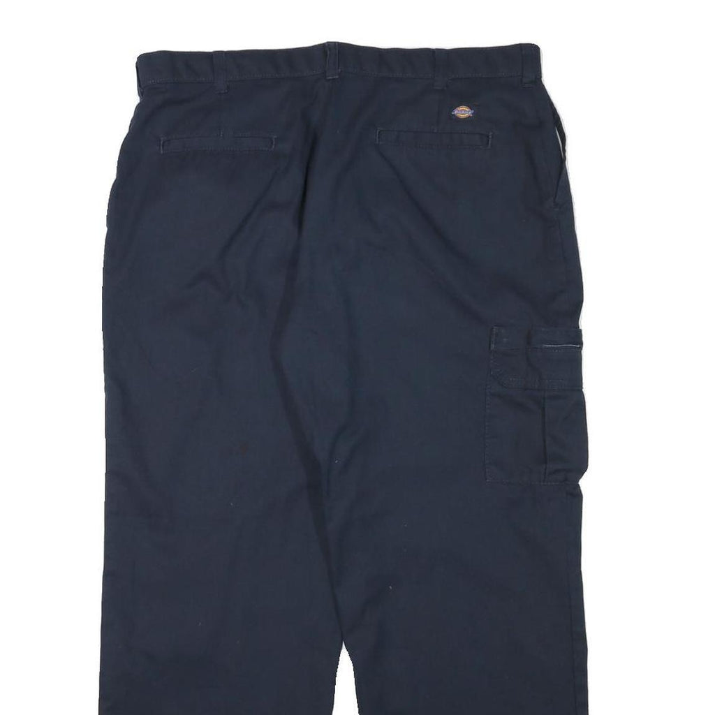 DICKIES Mens Cotton Blend Navy Relaxed Straight Trousers W34 L29 Workwear