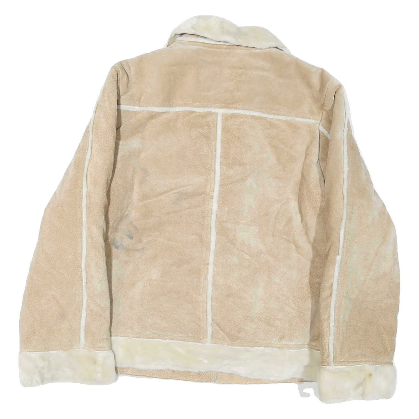 WILSON Womens Beige Leather Button Jacket L Soft Shearling Style Outerwear