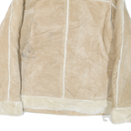 WILSON Womens Beige Leather Button Jacket L Soft Shearling Style Outerwear