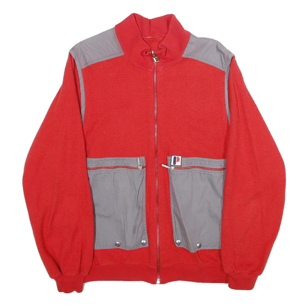 PUBLY SPORT Mens Red & Grey Zip Jacket S Cotton Blend Pocketed