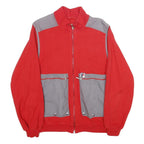 PUBLY SPORT Mens Red & Grey Zip Jacket S Cotton Blend Pocketed