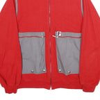 PUBLY SPORT Mens Red & Grey Zip Jacket S Cotton Blend Pocketed