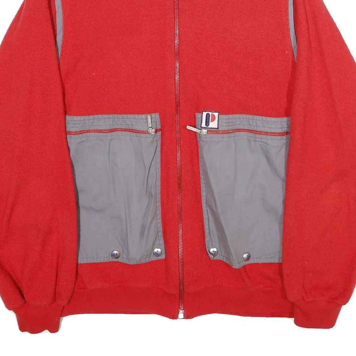 PUBLY SPORT Mens Red & Grey Zip Jacket S Cotton Blend Pocketed