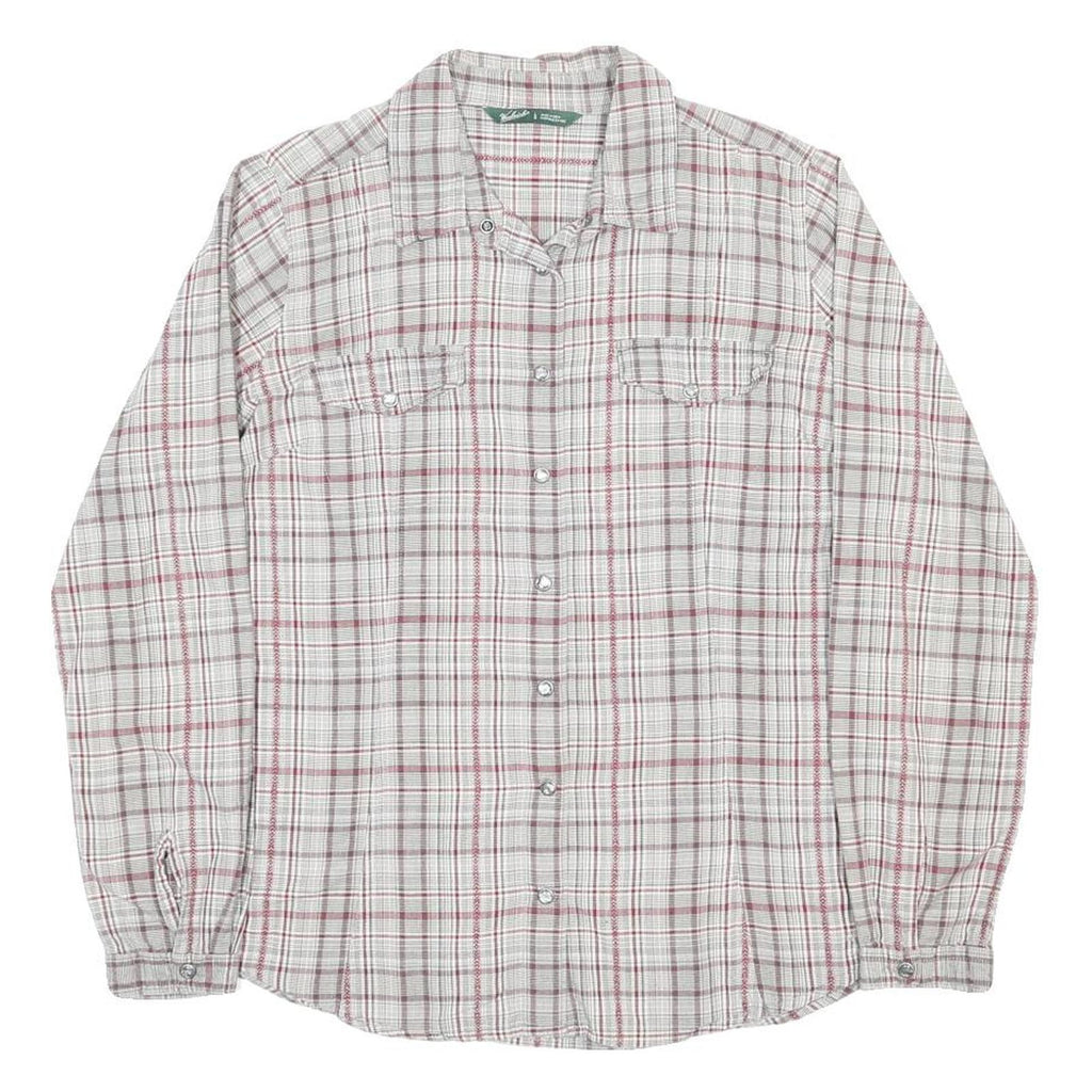 WOOLRICH Womens White & Red Check Shirt L Button-Down Long Sleeve Cotton Casual
