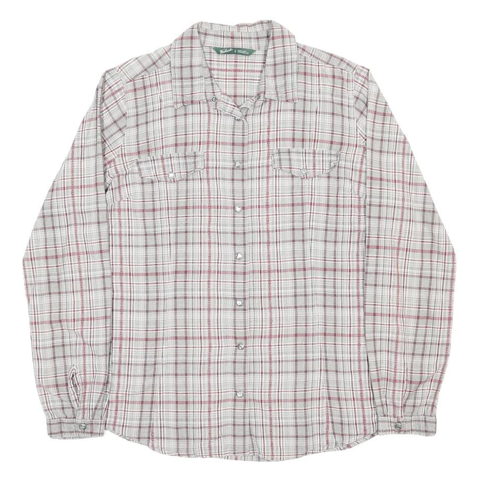 WOOLRICH Womens White & Red Check Shirt L Button-Down Long Sleeve Cotton Casual