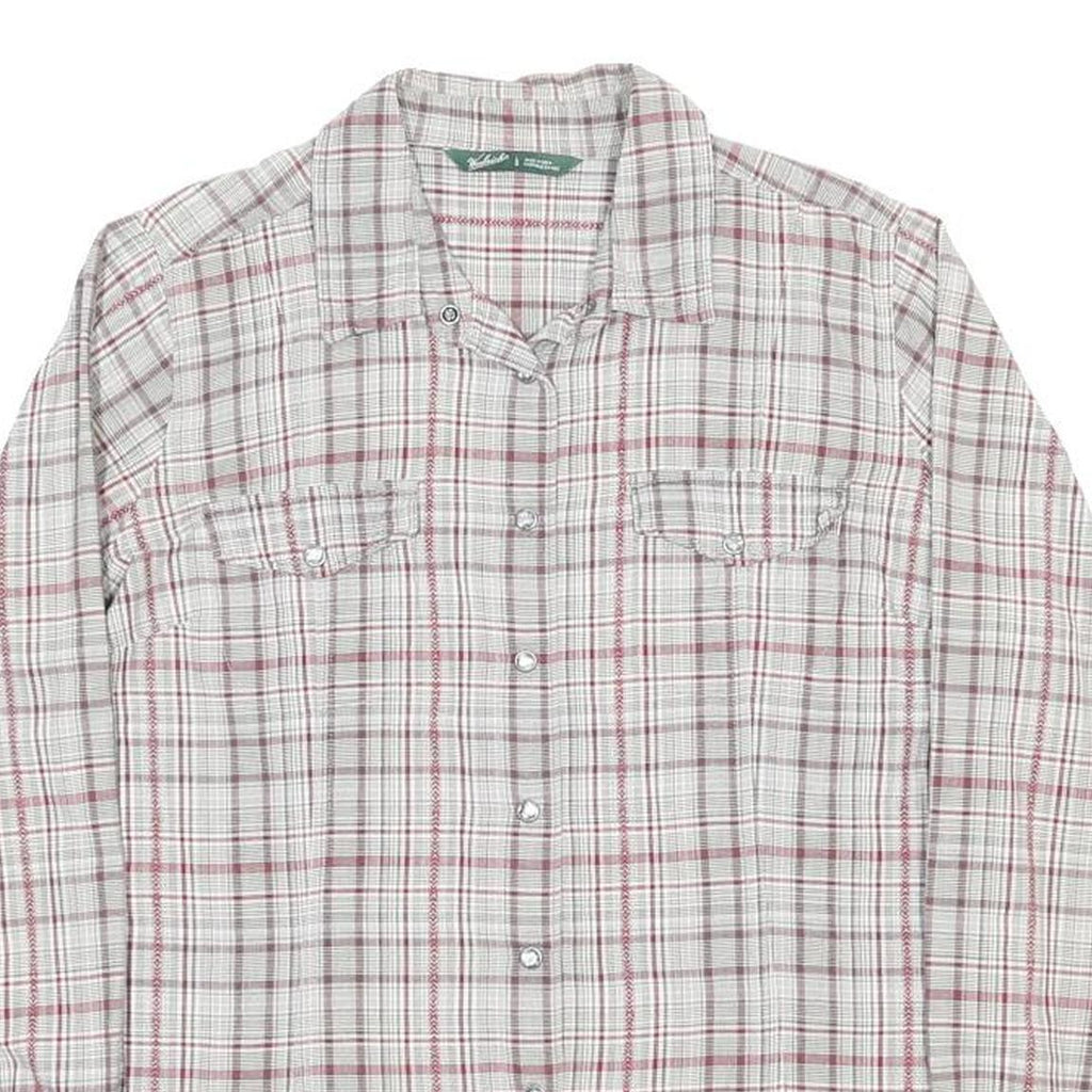 WOOLRICH Womens White & Red Check Shirt L Button-Down Long Sleeve Cotton Casual