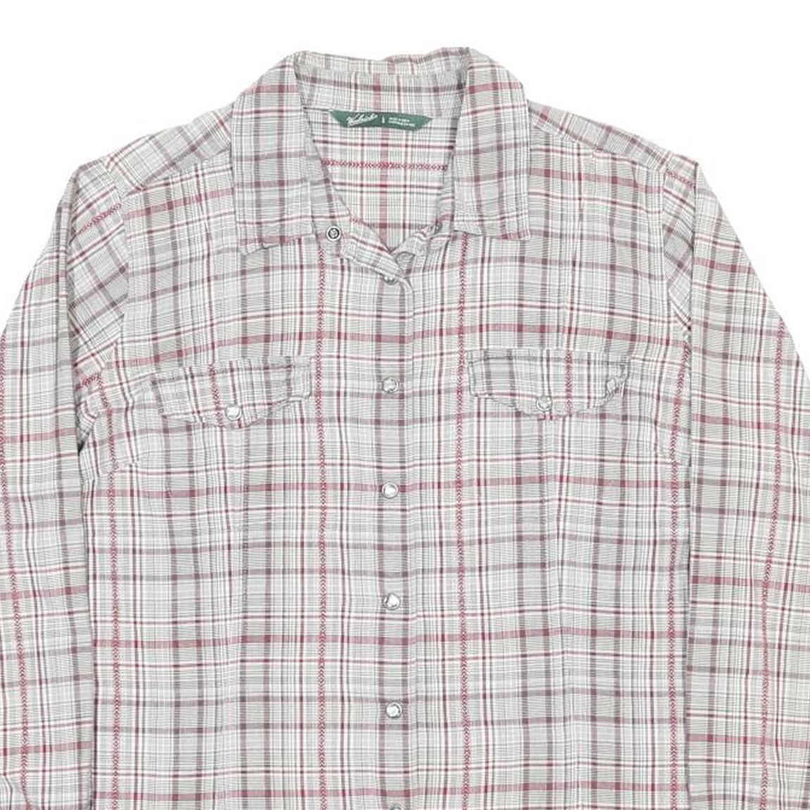 WOOLRICH Womens White & Red Check Shirt L Button-Down Long Sleeve Cotton Casual