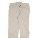 CARHARTT Mens Relaxed Beige Cotton Blend Trousers W36 L32 Zip Pocket Casual