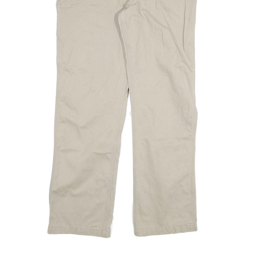 CARHARTT Mens Relaxed Beige Cotton Blend Trousers W36 L32 Zip Pocket Casual