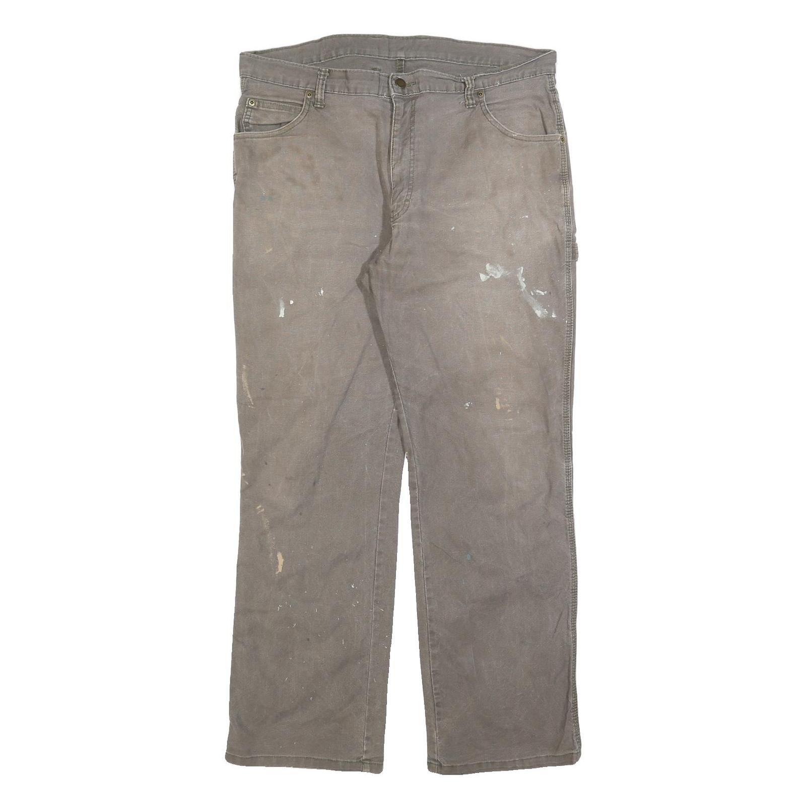 DICKIES Mens Brown Relaxed Straight Denim Cotton Blend Medium W36 L32 Workwear