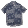 TOMMY JEANS Mens Blue White Paisley Print Cotton Blend Shirt M Stylish Summer