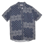 TOMMY JEANS Mens Blue White Paisley Print Cotton Blend Shirt M Stylish Summer
