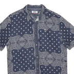 TOMMY JEANS Mens Blue White Paisley Print Cotton Blend Shirt M Stylish Summer