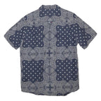TOMMY JEANS Mens Blue White Paisley Print Cotton Blend Shirt M Stylish Summer