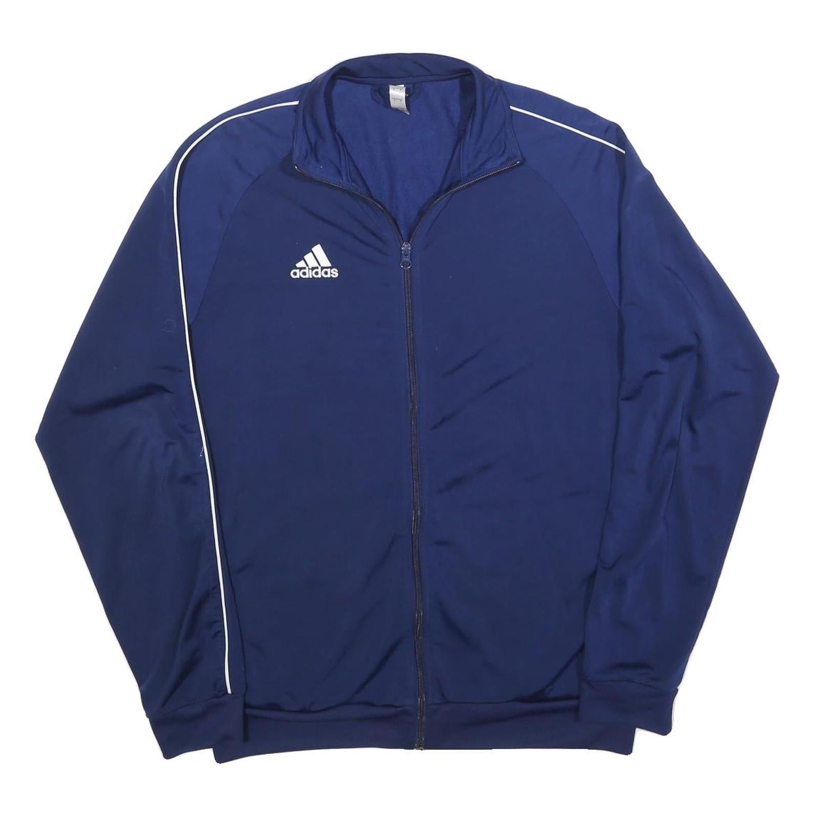 ADIDAS Mens Blue Jacket L Polyester Blend Plain Zip Sports Training Track Top