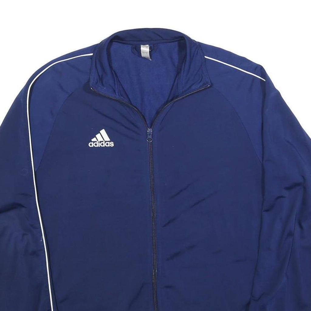 ADIDAS Mens Blue Jacket L Polyester Blend Plain Zip Sports Training Track Top