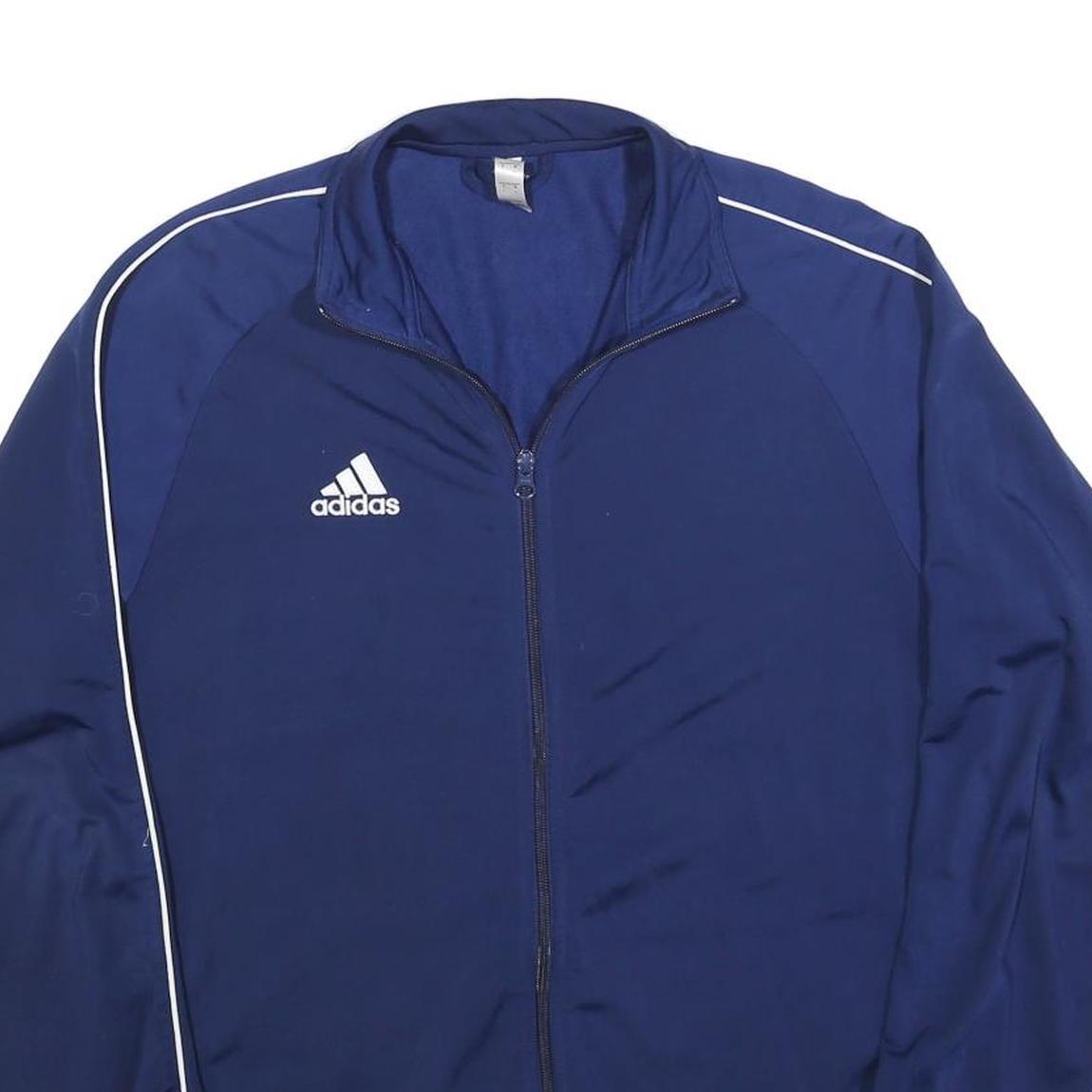 ADIDAS Mens Blue Jacket L Polyester Blend Plain Zip Sports Training Track Top