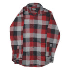 EDDIE BAUER Mens Red Black Grey Check Shirt S Classic Fit Cotton Casual