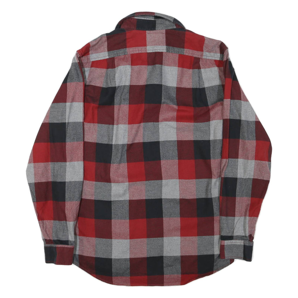 EDDIE BAUER Mens Red Black Grey Check Shirt S Classic Fit Cotton Casual
