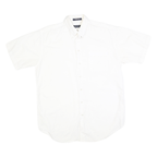 NAUTICA Mens White Cotton Blend Short Sleeve Button Shirt L Casual Classic