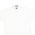 NAUTICA Mens White Cotton Blend Short Sleeve Button Shirt L Casual Classic
