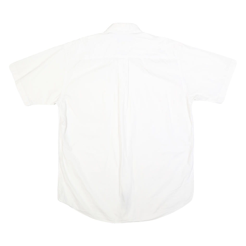 NAUTICA Mens White Cotton Blend Short Sleeve Button Shirt L Casual Classic