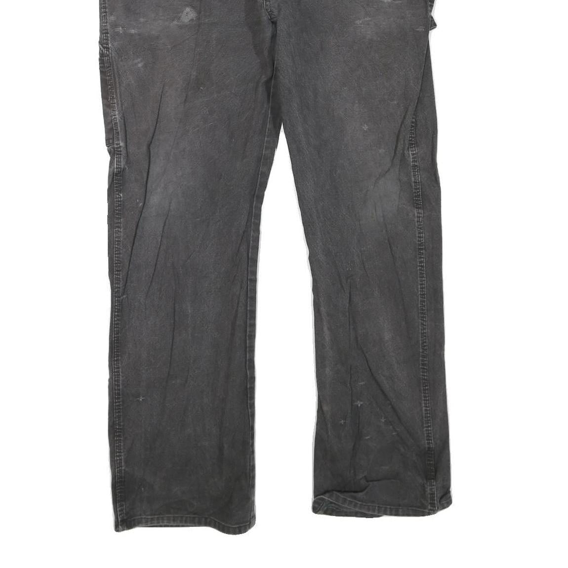 DICKIES Mens Regular Fit Black Denim Jeans W38 L32 Workwear Zip Closure