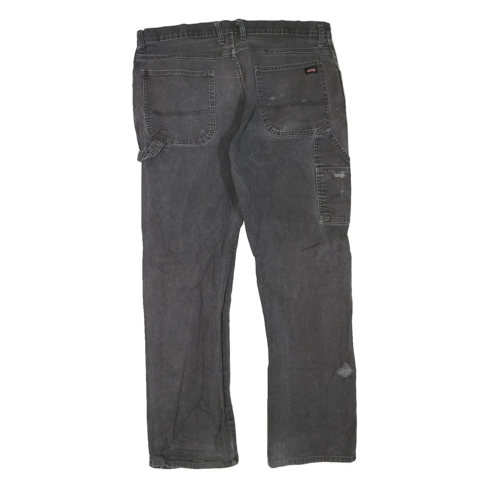 DICKIES Mens Regular Fit Black Denim Jeans W38 L32 Workwear Zip Closure