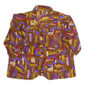 Womens Red Yellow Purple Abstract Print Shirt Long Sleeve Collared XL Button Up
