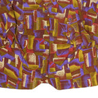 Womens Red Yellow Purple Abstract Print Shirt Long Sleeve Collared XL Button Up