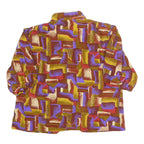 Womens Red Yellow Purple Abstract Print Shirt Long Sleeve Collared XL Button Up