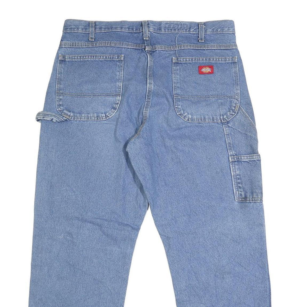 DICKIES Mens Blue Regular Fit Straight Denim Jeans W37 L30 Workwear Zip Closure