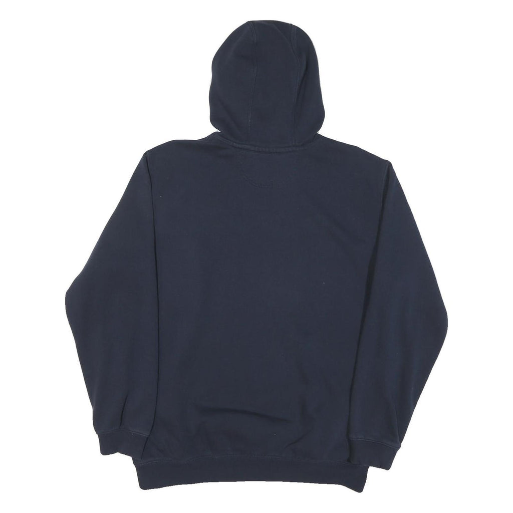 CARHARTT Mens Navy Blue Logo Print Hoodie L Cotton Blend Pullover Drawstring