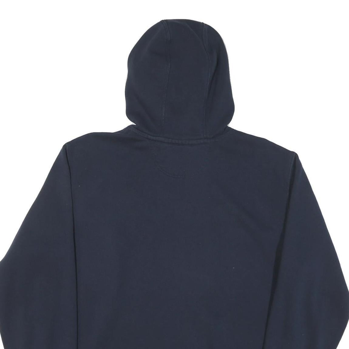 CARHARTT Mens Navy Blue Logo Print Hoodie L Cotton Blend Pullover Drawstring