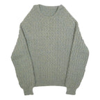 Womens Grey Patterned Jumper Crew Neck Cable Knit XL Classic Style Winter