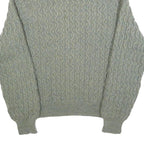 Womens Grey Patterned Jumper Crew Neck Cable Knit XL Classic Style Winter