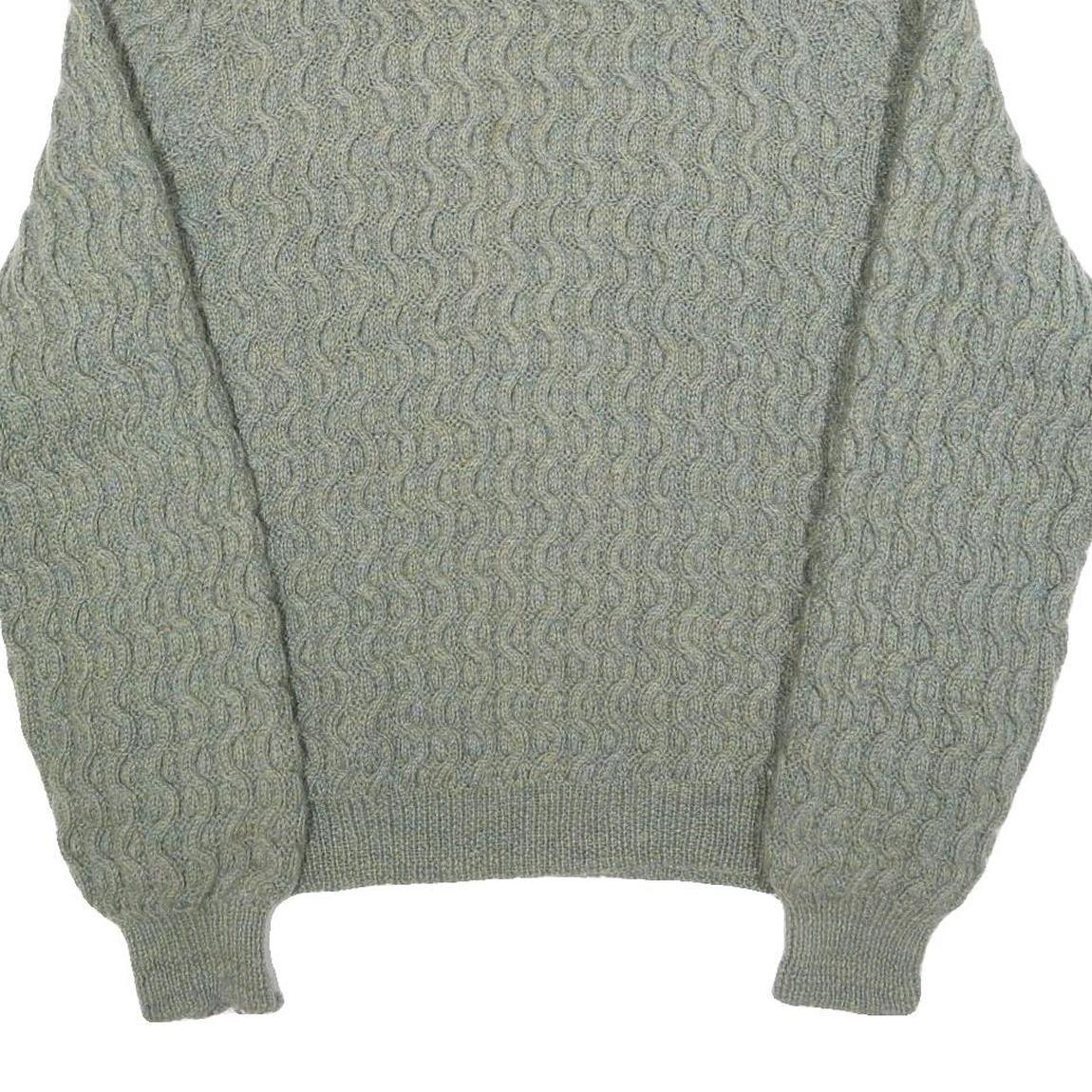 Womens Grey Patterned Jumper Crew Neck Cable Knit XL Classic Style Winter