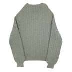 Womens Grey Patterned Jumper Crew Neck Cable Knit XL Classic Style Winter