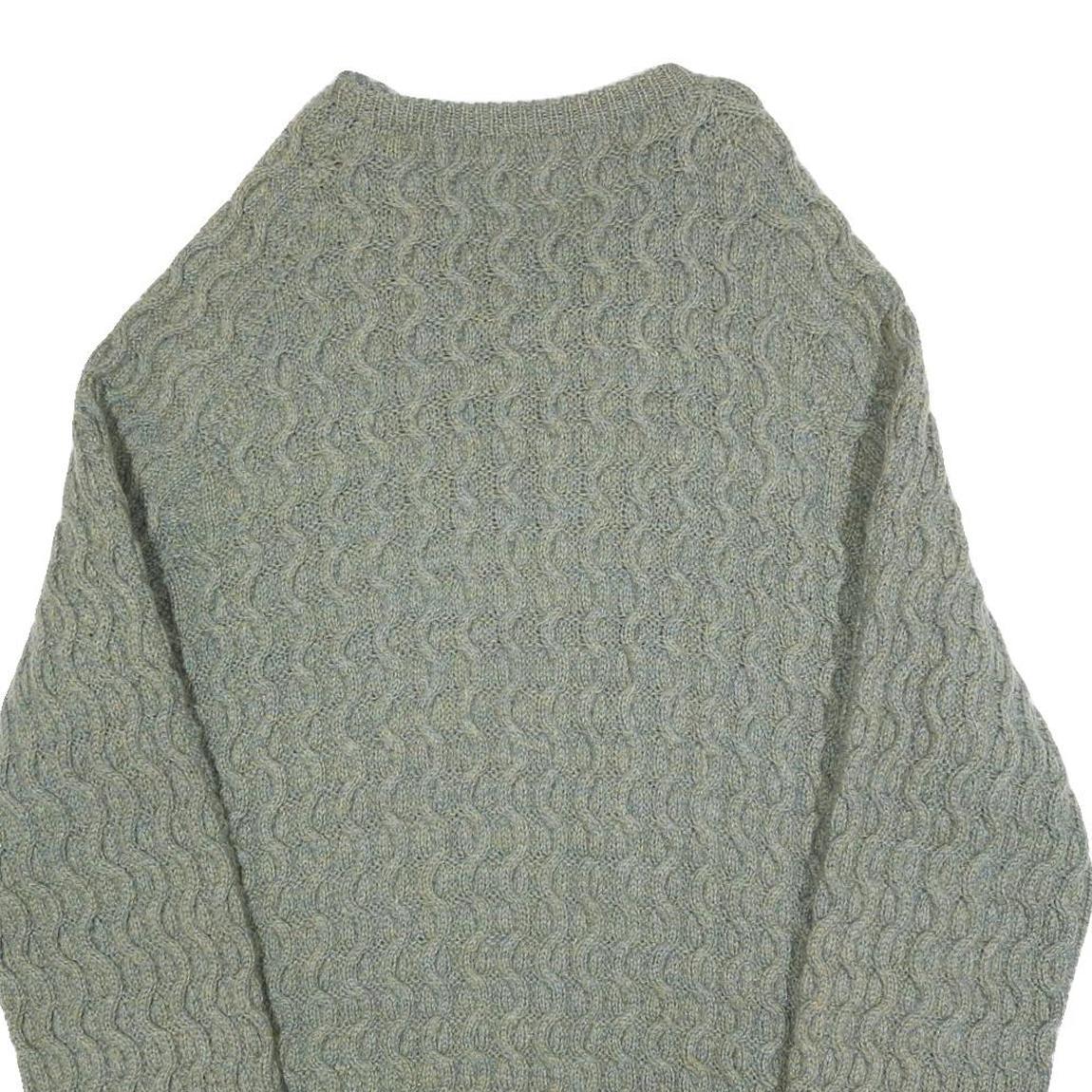 Womens Grey Patterned Jumper Crew Neck Cable Knit XL Classic Style Winter