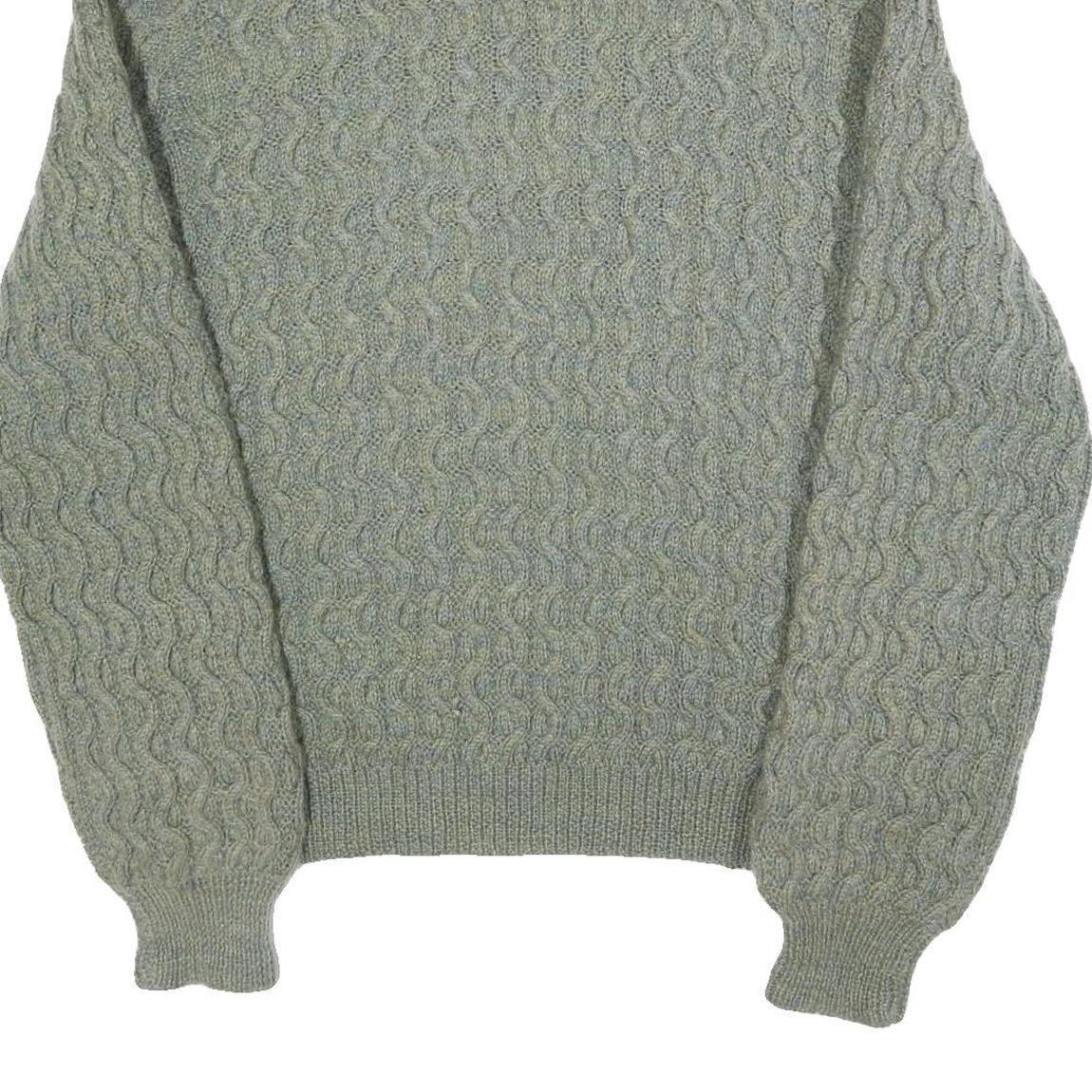 Womens Grey Patterned Jumper Crew Neck Cable Knit XL Classic Style Winter