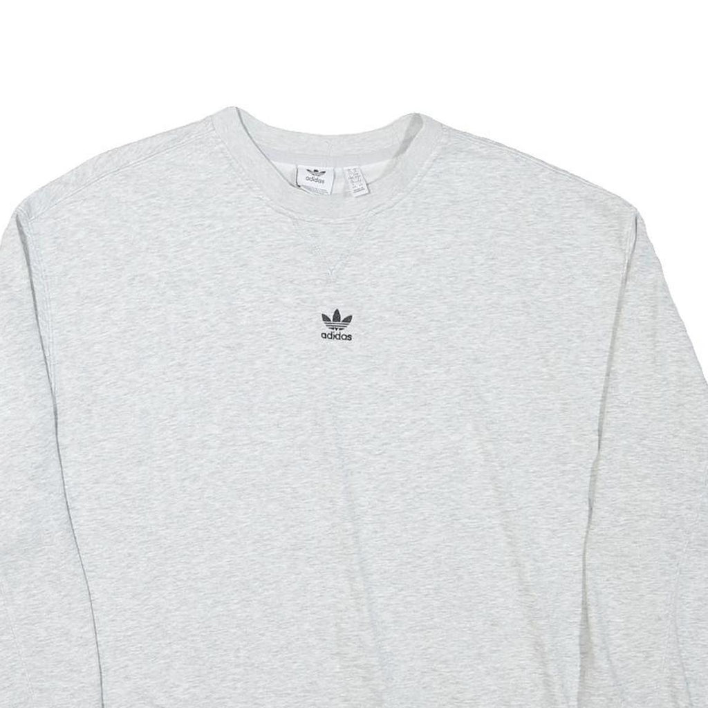 ADIDAS Womens Grey Crew Neck M Cotton Blend Logo Sweatshirt Pullover