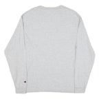 CHAMPION Mens Grey Long Sleeve Crew Neck Cotton Blend T-Shirt L Logo Graphic