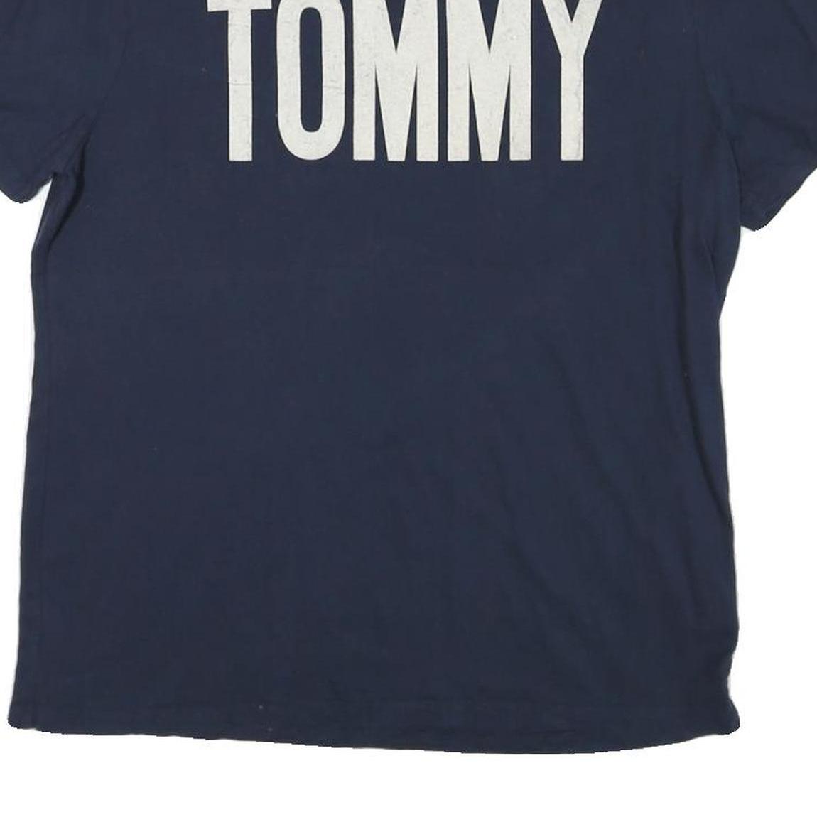 HILFIGER DENIM Mens Navy Blue Cotton Blend T-Shirt M Short Sleeve Crew Neck